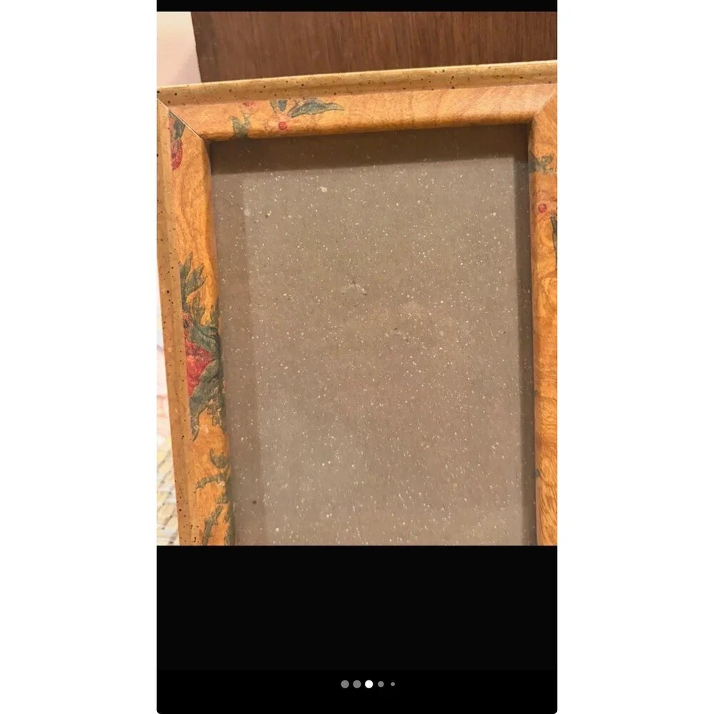 2 Vintage Floral Wooden Picture Frame Set 80s 90s Country Cottagecore Tabletop
